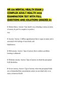 NR 326 MENTAL HEALTH EXAM 2 COMPLEX ADULT HEALTH 2026 EXAMINATION TEST WITH FULL QUESTIONS AND SOLUTIONS GRADED A&plus;