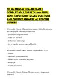 NR 326 MENTAL HEALTH EXAM 2 COMPLEX ADULT HEALTH 2026 FINAL EXAM PAPER WITH SOLVED QUESTIONS AND CORRECT ANSWERS 100 PERCENT VERIFIED