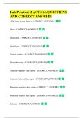 Lab Practical 2 ACTUAL QUESTIONS  AND CORRECT ANSWERS 