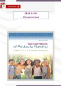 Essentials of Pediatric Nursing &lpar;4th Edition&rpar; &ndash; Verified Test Bank by Theresa Kyle & Susan Carman &lpar;All Chapters Included&rpar;
