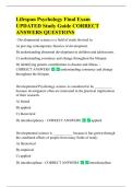Lifespan Psychology Final Exam  UPDATED Study Guide CORRECT  ANSWERS QUESTIONS