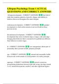 Lifespan Psychology Exam 1 ACTUAL  QUESTIONS AND CORRECT ANSWERS 