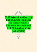 D315 Network and Security  End of Section Questions  and Correct Verified  Answers&sol; D315 Pre-Test  And OA Prep Qs And As  &lpar;Latest 2026&rpar;