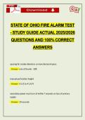 STATE OF OHIO FIRE ALARM TEST - STUDY GUIDE ACTUAL 2026 QUESTIONS AND 100&percnt; CORRECT ANSWERS