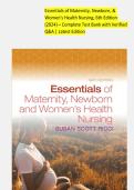 Test Bank&colon; Essentials of Maternity&comma; Newborn&comma; and Women&rsquo;s Health&comma; 6th Edition by Susan Ricci - All Chapters and Rationals Included