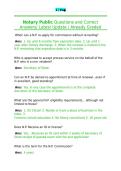 Notary Public Questions and Correct Answers Latest Update Already Graded