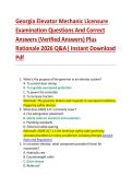 Georgia Elevator Mechanic Licensure  Examination Questions And Correct  Answers &lpar;Verified Answers&rpar; Plus  Rationale 2026 Q&A&vert; Instant Download  Pdf 
