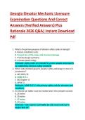 Georgia Elevator Mechanic Licensure  Examination Questions And Correct  Answers &lpar;Verified Answers&rpar; Plus  Rationale 2026 Q&A&vert; Instant Download  Pdf