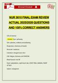 NUR 3610 FINAL EXAM REVIEW ACTUAL 2026 QUESTIONS AND 100&percnt; CORRECT ANSWERS