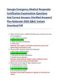 Georgia Emergency Medical Responder  Certification Examination Questions  And Correct Answers &lpar;Verified Answers&rpar;  Plus Rationale 2026 Q&A&vert; Instant  Download Pdf