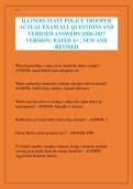 ILLINOIS STATE POLICE TROOPER ACTUAL EXAM ALL QUESTIONS AND VERIFIED ANSWERS &vert;2026-2027 VERSION &vert; RATED A&plus; &vert; NEW AND REVISED