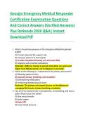 Georgia Emergency Medical Responder  Certification Examination Questions  And Correct Answers &lpar;Verified Answers&rpar;  Plus Rationale 2026 Q&A&vert; Instant  Download Pdf 