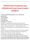 FNP Leik Practice Test Questions Latest  2025&sol;2026 with Correct Answers Complete  GRADED A&plus; 