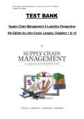 Supply Chain Management&colon; A Logistics Perspective &lpar;Chapters 1&ndash;16&rpar;&comma; 9th Edition &mdash; Test Bank&comma; John Coyle & Langley&comma; Complete Course Coverage