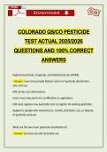 COLORADO QS&sol;CO PESTICIDE TEST ACTUAL 2026 QUESTIONS AND 100&percnt; CORRECT ANSWERS