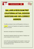 QAL LAWS & REGS EXAM PREP &lpar;CALIFORNIA&rpar; ACTUAL 2026 QUESTIONS AND 100&percnt; CORRECT ANSWERS