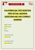 CALIFORNIA QAL TEST QUESTION PREP ACTUAL 2026 QUESTIONS AND 100&percnt; CORRECT ANSWERS