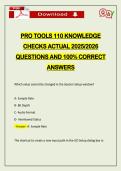 PRO TOOLS 110 KNOWLEDGE CHECKS ACTUAL 2026 QUESTIONS AND 100&percnt; CORRECT ANSWERS
