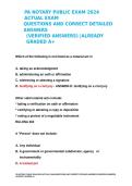PA NOTARY PUBLIC EXAM 2024 ACTUAL EXAM QUESTIONS AND CORRECT DETAILED ANSWERS &lpar;VERIFIED ANSWERS&rpar; ALREADY GRADED A