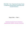 Package deal for WGU D549 &ndash; Exploring Emerging Trends in Healthcare Administration&comma; Task Performance Assessment&comma; 2026&sol;2027 &mdash; Complete Solutions