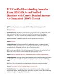 PCE Certified Breastfeeding Counselor Exam 2025&sol;2026 Actual Verified Questions with Correct Detailed Answers A&plus; Guaranteed &vert; 100&percnt; Correct
