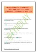 AP COMPARATIVE GOVERNMENT&colon; CHINA PRACTICE TEST EXAM QUESTIONS AND ANSWERS 100&percnt; PASS