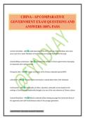 CHINA - AP COMPARATIVE GOVERNMENT EXAM QUESTIONS AND ANSWERS 100&percnt; PASS