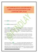 AP COMPARATIVE GOVERNMENT CHINA EXAM QUESTIONS AND ANSWERS 100&percnt; PASS