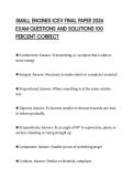 SMALL ENGINES ICEV FINAL PAPER 2026 EXAM QUESTIONS AND SOLUTIONS 100 PERCENT CORRECT