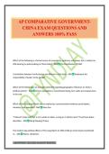 AP COMPARATIVE GOVERNMENT- CHINA EXAM QUESTIONS AND ANSWERS 100&percnt; PASS