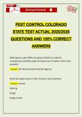 PEST CONTROL COLORADO STATE TEST ACTUAL 2026 QUESTIONS AND 100&percnt; CORRECT ANSWERS