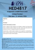 HED4817 Assignment 4 PORTFOLIO &lpar;ANSWERS&rpar; 2025 - DISTINCTION GUARANTEED