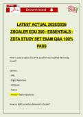 LATEST ACTUAL 2026 ZSCALER EDU 200 - ESSENTIALS - ZDTA STUDY SET EXAM Q&A 100&percnt; PASS