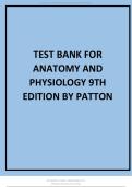 TEST BANK FOR ANATOMY AND PHYSIOLOGY 9TH EDITION BY PATTON ALL CHAPTERS &vert; COMPLETE SOLUTION GUIDE &vert;&vert; A grade