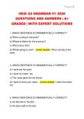 HESI A2 GRAMMAR V1 2026  QUESTIONS AND ANSWERS &vert; A&plus;  GRADED &vert; WITH EXPERT SOLUTIONS