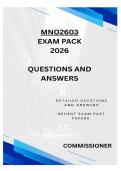 MNO2603 EXAM PACK 2026  - DETAILED QUESTIONS AND ANSWERS 