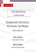 Elementary Statistics&colon; Picturing the World &lpar;8th Edition&rpar; &ndash; Verified Solutions Manual by Ron Larson &lpar;All Chapters Included&rpar;