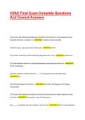 HVAC Final Exam Complete Questions And Correct Answers