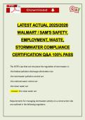 LATEST ACTUAL 2026 WALMART &sol; SAM'S SAFETY&comma; EMPLOYMENT&comma; WASTE&comma; STORMWATER COMPLIANCE CERTIFICATION Q&A 100&percnt; PASS