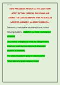 SNHD PARAMEDIC PROTOCOL 2026-2027 EXAM  LATEST ACTUAL EXAM 300 QUESTIONS AND  CORRECT DETAILED ANSWERS WITH RATIONALES  &lpar;VERIFIED ANSWERS&rpar; &vert;ALREADY GRADED A&plus;