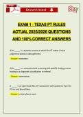 EXAM 1 - TEXAS PT RULES ACTUAL 2026 QUESTIONS AND 100&percnt; CORRECT ANSWERS