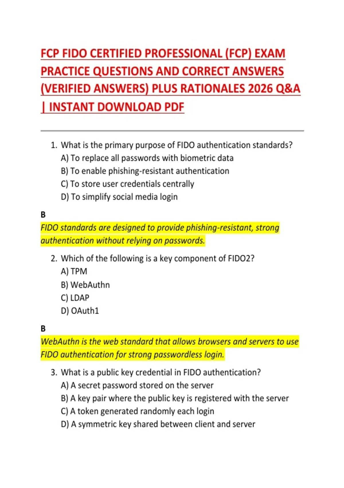 Fcp Template.pdf FCP FIDO CERTIFIED PROFESSIONAL (FCP) EXAM PRACTICE QUESTIONS AND ...