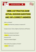 CMMC CCP PRACTICE EXAM ACTUAL 2026 QUESTIONS AND 100&percnt; CORRECT ANSWERS