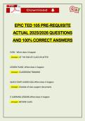 EPIC TED 105 PRE-REQUISITE ACTUAL 2026 QUESTIONS AND 100&percnt; CORRECT ANSWERS