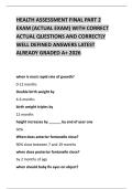 HEALTH ASSESSMENT FINAL PART 2 EXAM &lpar;ACTUAL EXAM&rpar; WITH CORRECT ACTUAL QUESTIONS AND CORRECTLY WELL DEFINED ANSWERS LATEST ALREADY GRADED A&plus; 2026