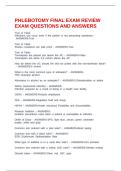 PHLEBOTOMY FINAL EXAM REVIEW EXAM QUESTIONS AND ANSWERS