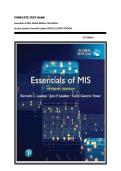 COMPLETE TEST BANK Essentials of MIS&comma; Global Edition 15th Edition by Jane Laudon&comma; Kenneth Laudon &lpar;2023&rpar; &vert;&vert;LATEST EDITION
