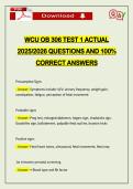 WCU OB 306 TEST 1 ACTUAL 2026 QUESTIONS AND 100&percnt; CORRECT ANSWERS