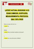 LATEST ACTUAL 2026 1415 EXAM 3 MMODE&comma; DOPPLERS&comma; MEASUREMENTS&comma; PROTOCOL Q&A 100&percnt; PASS
