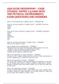 AQA GCSE GEOGRAPHY - CASE STUDIES&colon; PAPER 1 &lpar;LIVING WITH THE PHYSICAL ENVIRONMENT&rpar; EXAM QUESTIONS AND ANSWERS